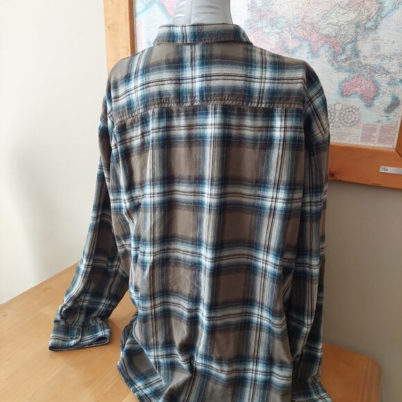 Old Navy Oversized Gender-Neutral Patterned Flannel Shirt Gray Olive Size XXXL - Picture 6 of 11
